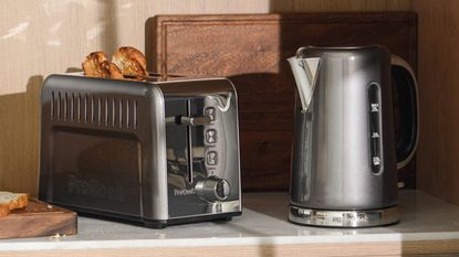 Stainless steel toaster and kettle combo