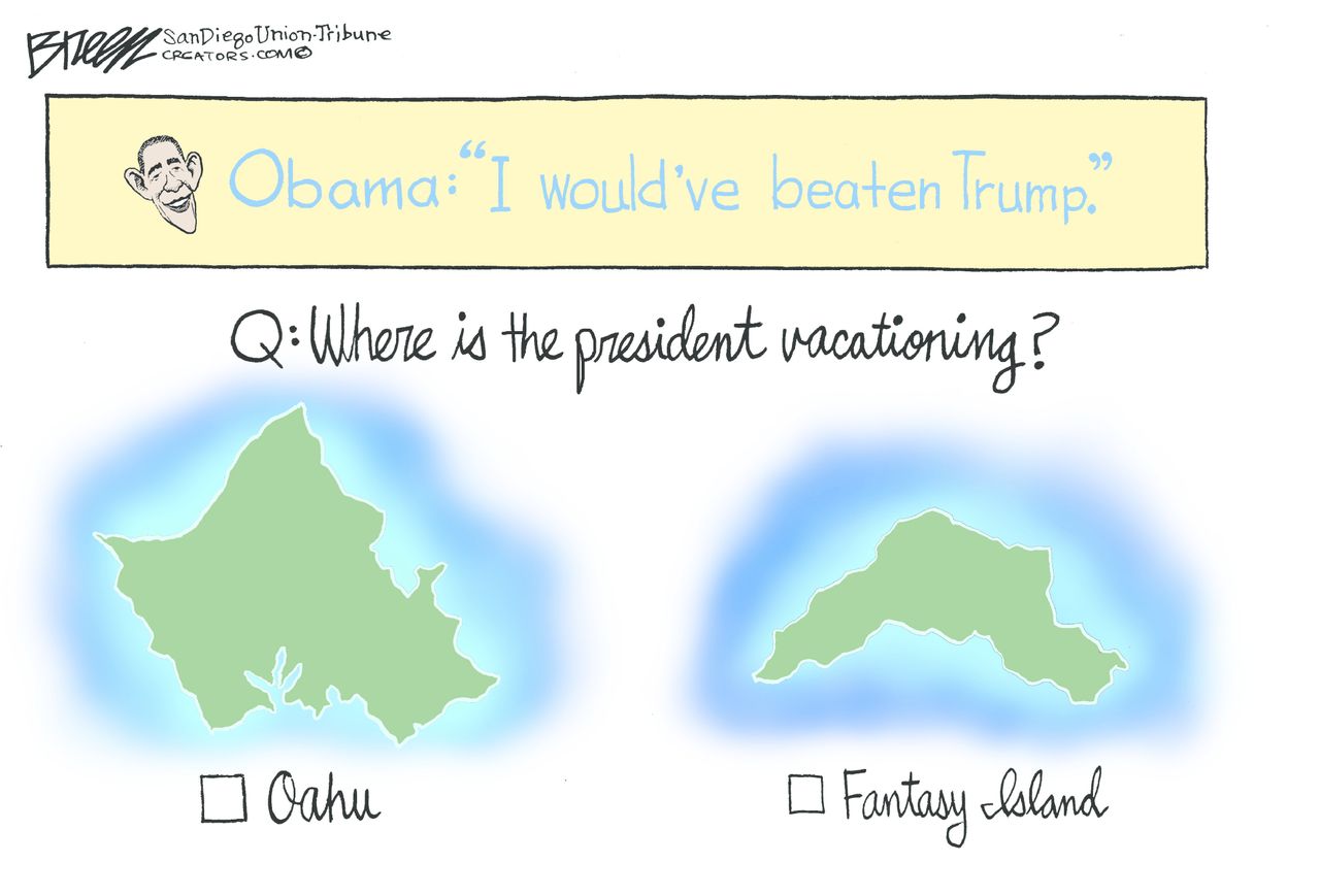 Obama cartoon U.S. President Obama 2016 election vacation