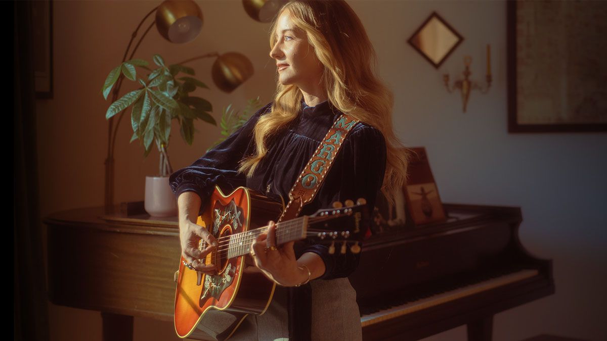 Margo Price with her signature Gibson J-45, which refinishes the classic workhorse dreadnought with a double pickguard, and has a slightly shallower body depth. 