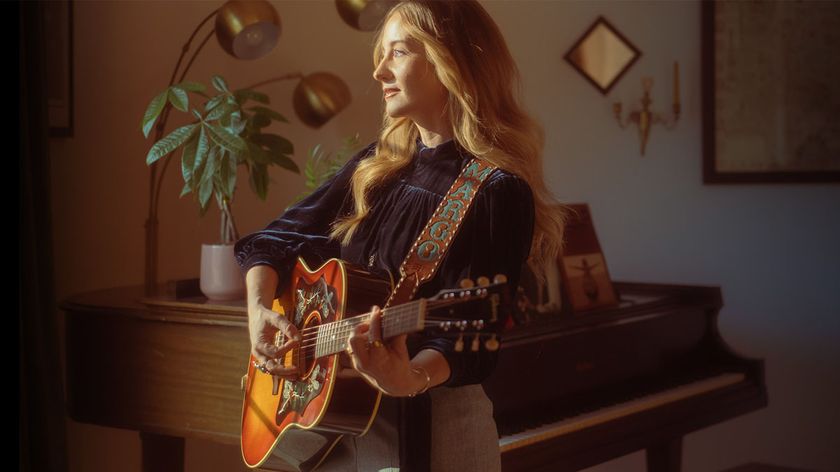 Margo Price with her signature Gibson J-45, which refinishes the classic workhorse dreadnought with a double pickguard, and has a slightly shallower body depth.