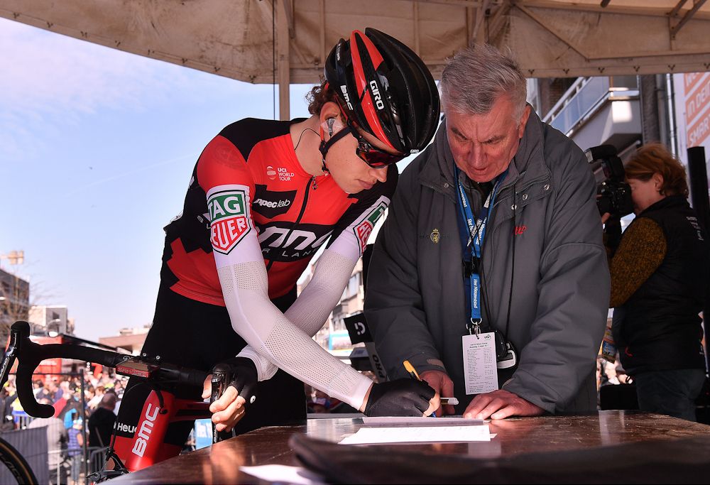 BMC's Floris Gerts signs in for Nokere Koerse