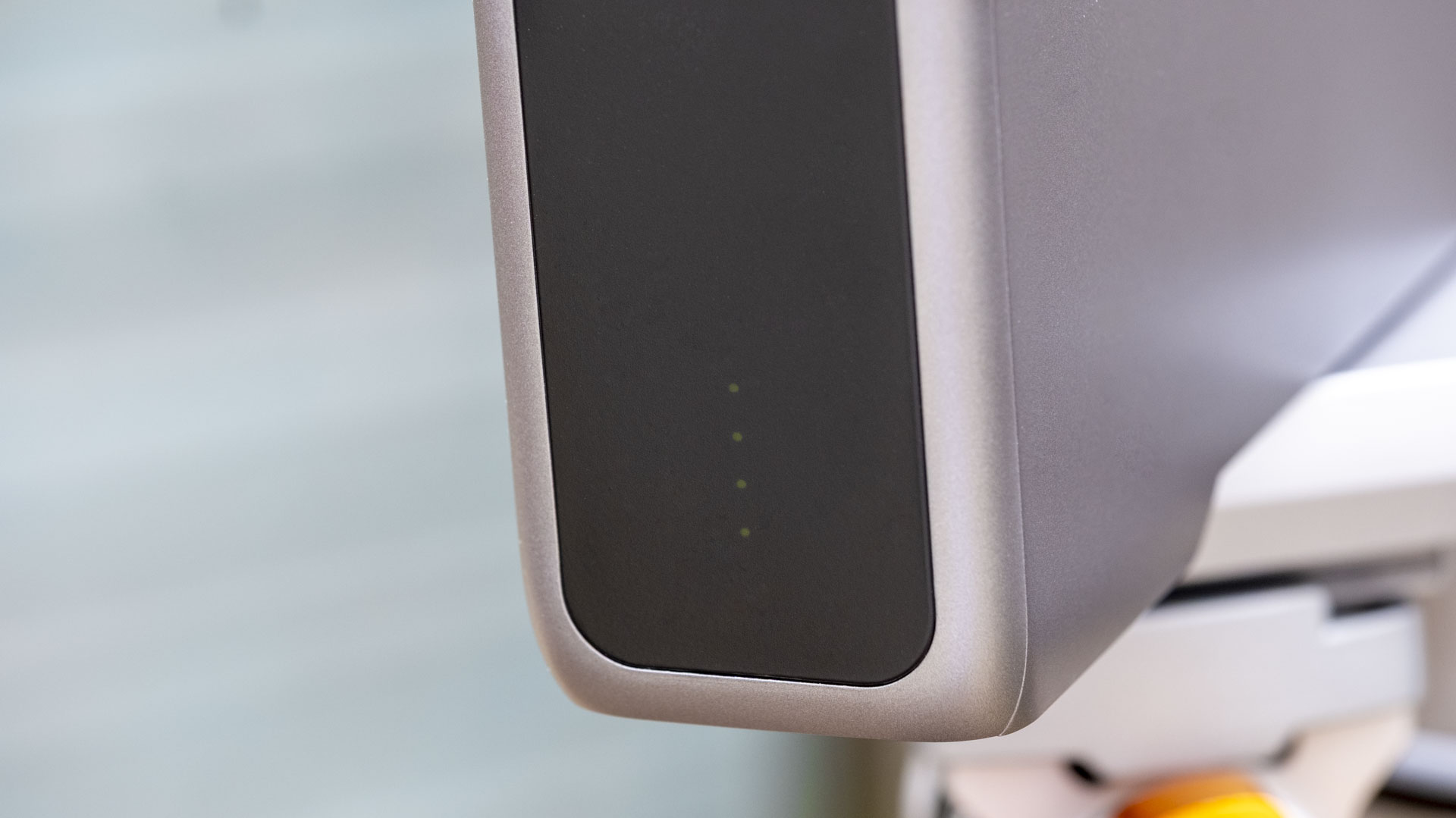 A close up of the Dwarf III smart telescope showing the status lights on the device