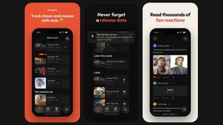Screenshots of the Bingers app