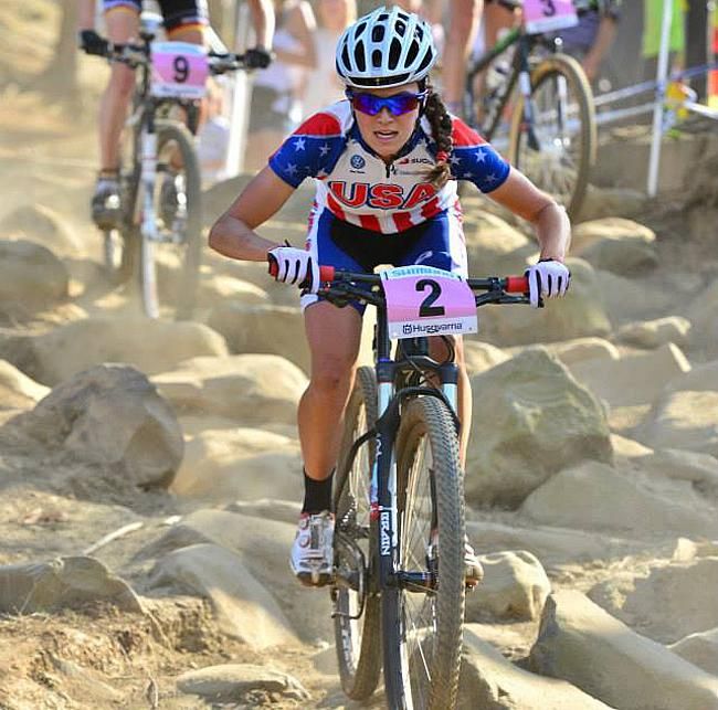 Kate Courtney racing at MTB Worlds in South Africa