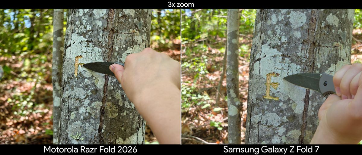 Comparing telephoto camera quality between the Motorola Razr Fold 2026 and Samsung Galaxy Z Fold 7