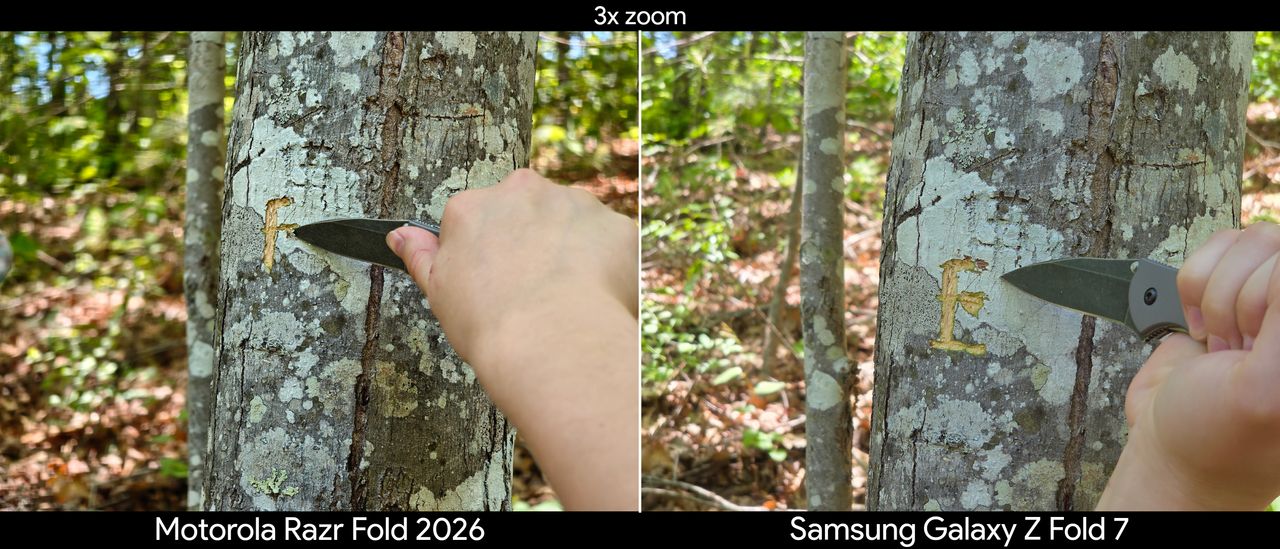 Comparing telephoto camera quality between the Motorola Razr Fold 2026 and Samsung Galaxy Z Fold 7