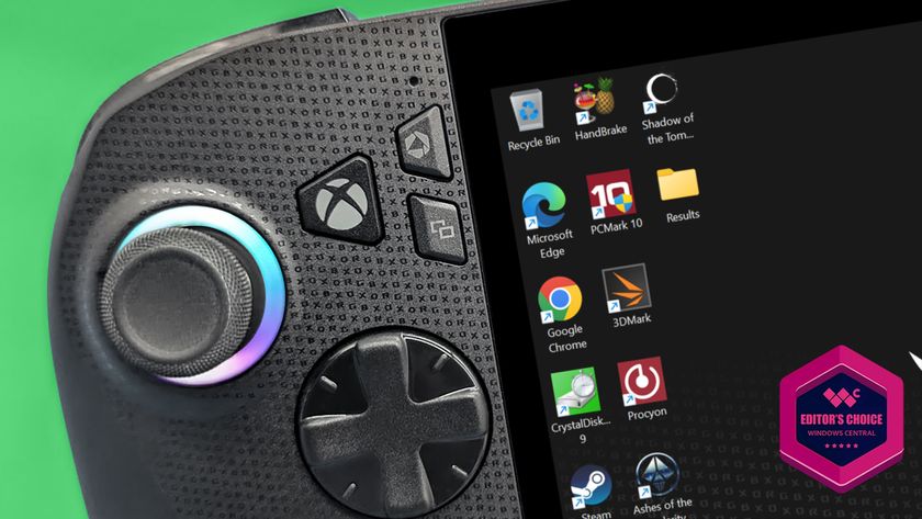 A closeup of the Xbox Ally X&#039;s Xbox button, D-Pad, and left joystick. 