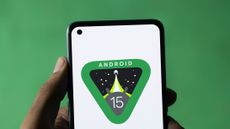Android 15 logo on a green background