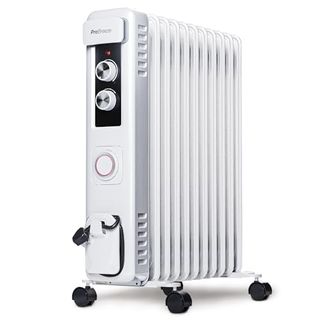 Pro Breeze Oil Filled Radiator With 11 Fins - Slim Electric Radiator - Portable Oil Heater With Built-In 24 Hour Timer, 3 Heat Settings, Adjustable Thermostat (white)