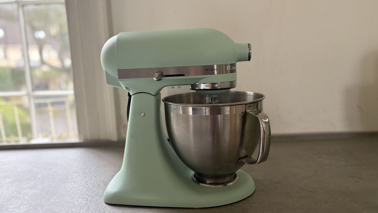 KitchenAid Artisan 4.7L Tilt Head Stand Mixer in Spearmint, the colour of the year for 2026, being tested