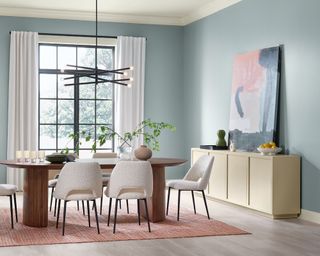 Pale blue dining room