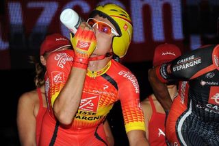 Spanish TT champion Luis Leon Sanchez takes a drink