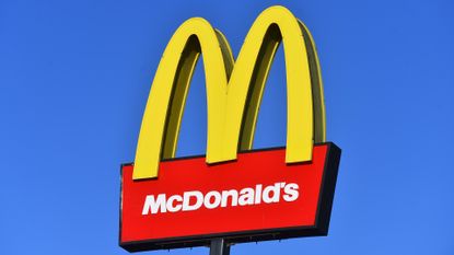 The American fast food company, McDonalds logo is seen outside one of its stores on November 13, 2020 in Stoke-on-Trent, Staffordshire