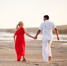 People on beach, Standing, People in nature, Coastal and oceanic landforms, Dress, Summer, Interaction, Beach, Vacation, Holiday, 