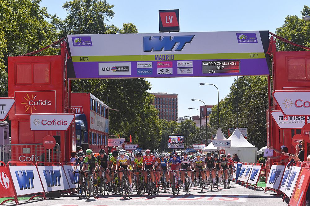 The women's peloton in Madrid