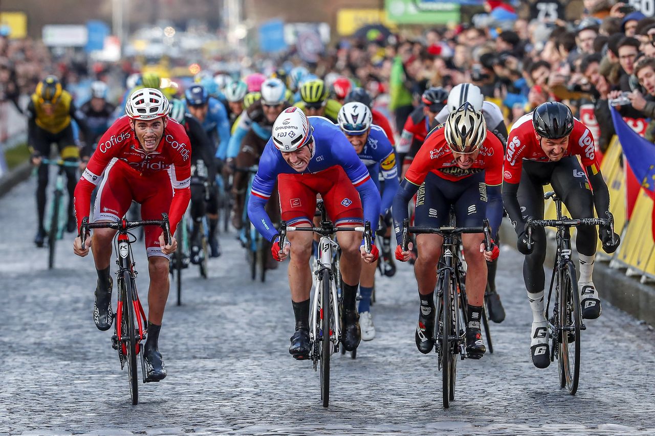 Arnaud D&eacute;mare (Groupama-FDJ) fights to the line