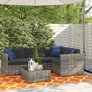 outdoor living area with Carolyn rattan corner sofa