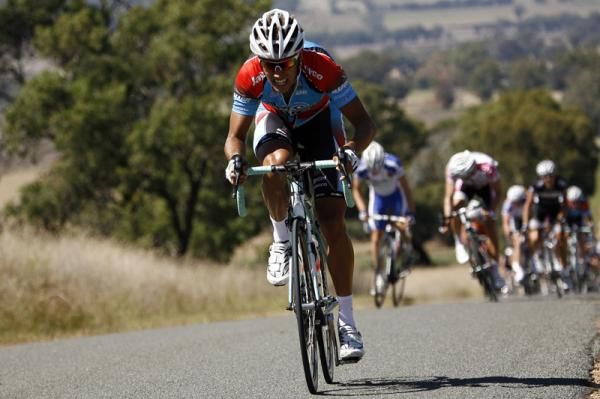 Richard Lang out in front of the peloton