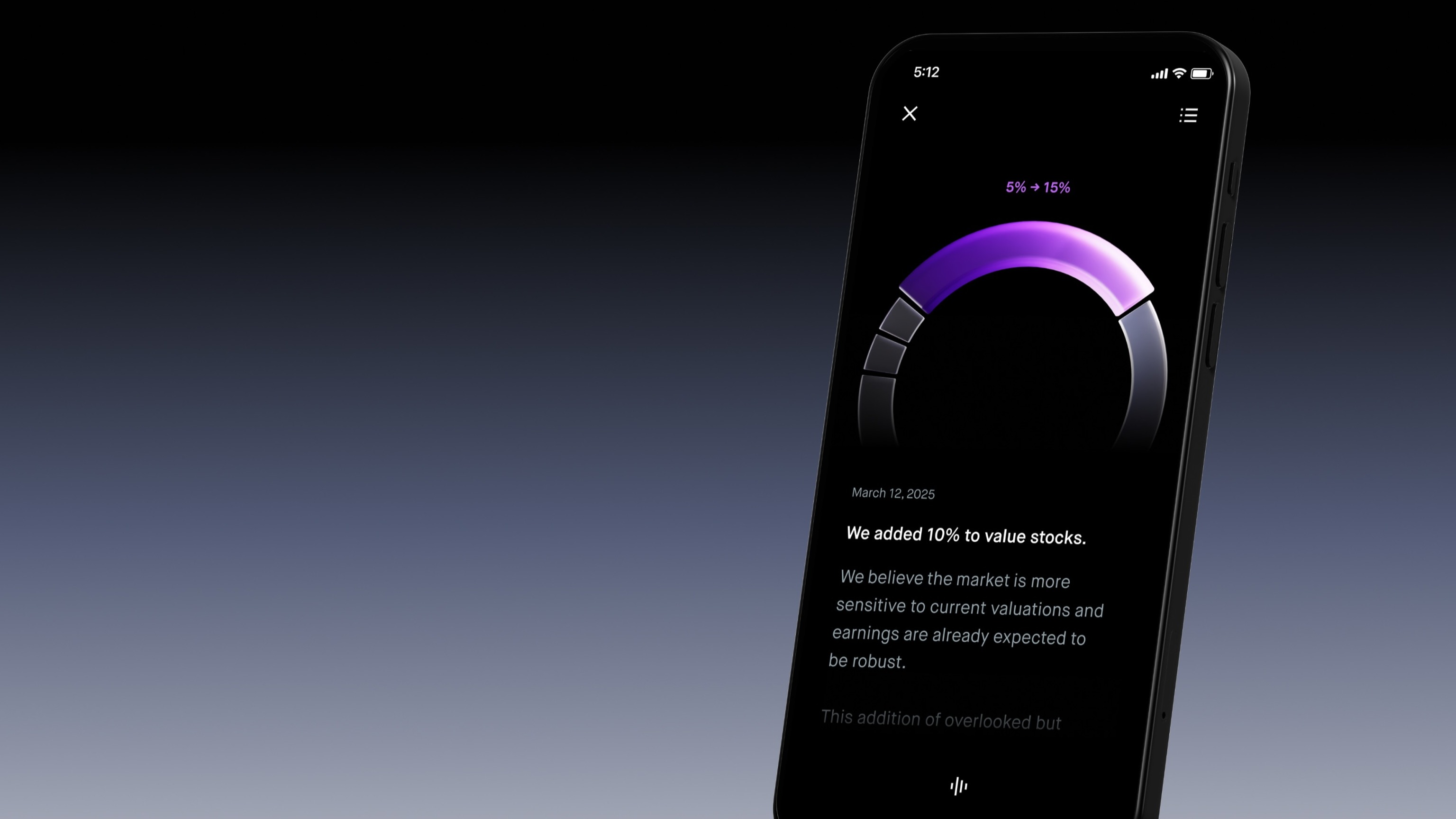 A cell phone with investment information on it.