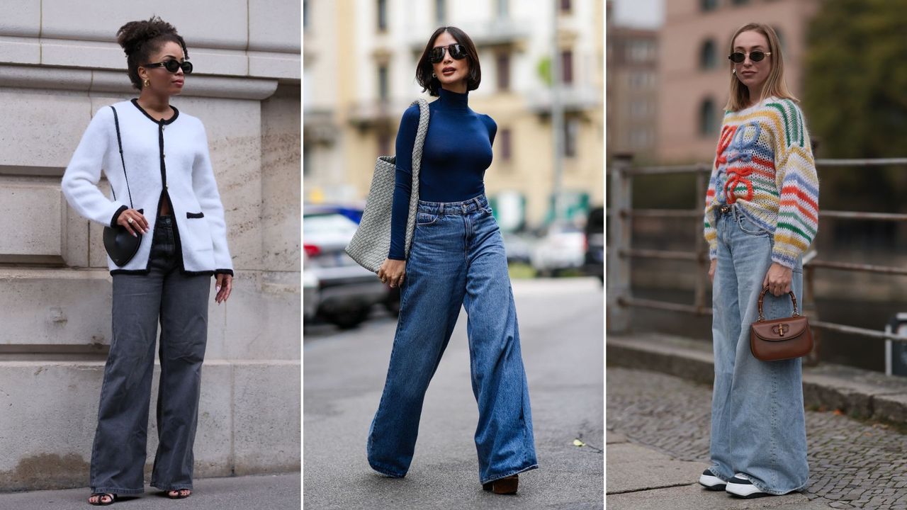 How to style wide leg jeans street style looks