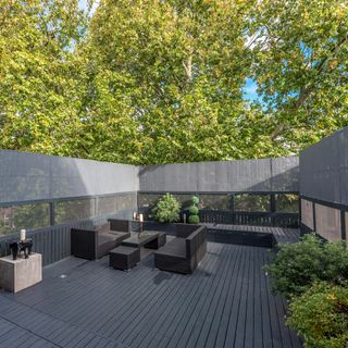 terrace with table and trees