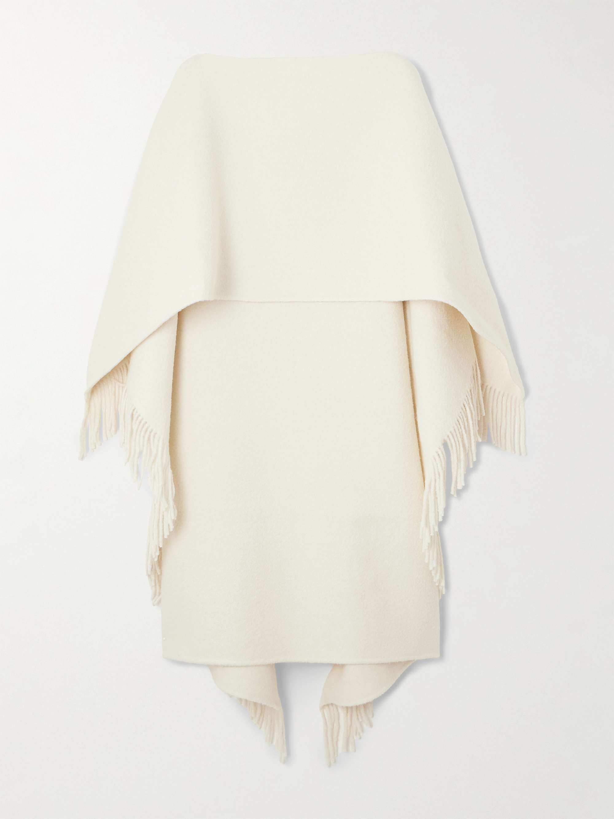Fringed Wool-Blend Poncho