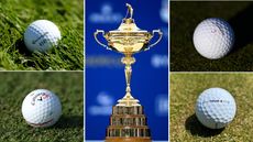 The Ryder Cup trophy in the middle, with multiple golf balls surrounding it