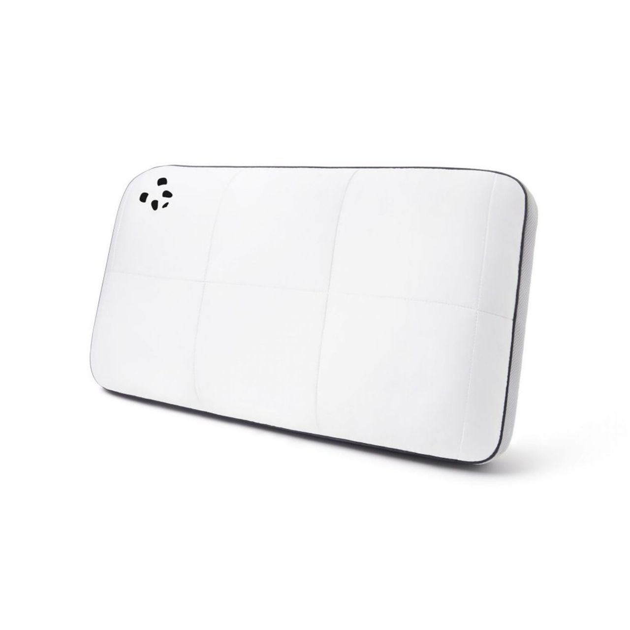 Image of the Panda Hybrid Bamboo white pillow with black Panda logo