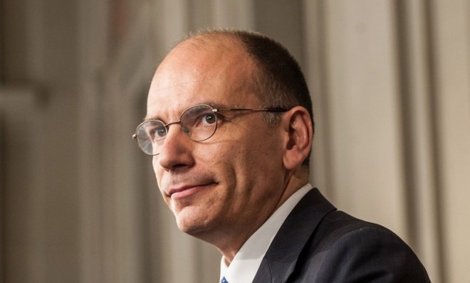 Letta talks to the press on April 24 after being appointed by President Giorgio Napolitano to form a new government.
