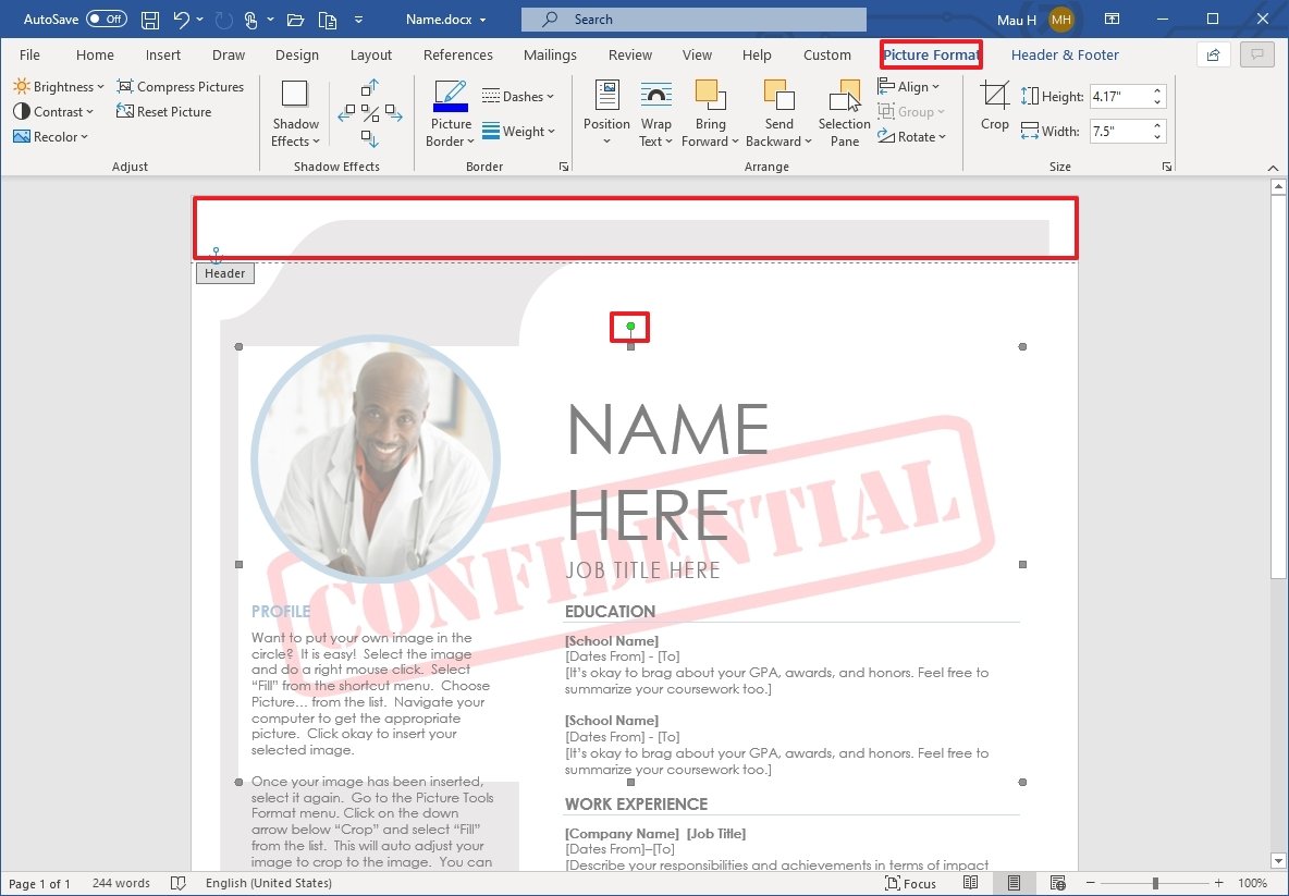 Office Word edit watermark settings