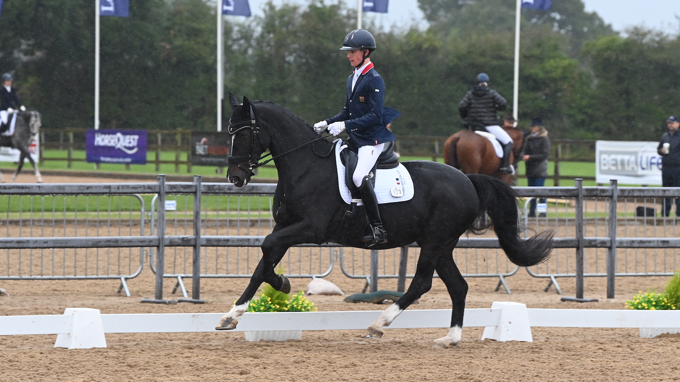 Myles Graham and Nibeley Union Hit competing in the juniors at the National Dressage Championships 2024.