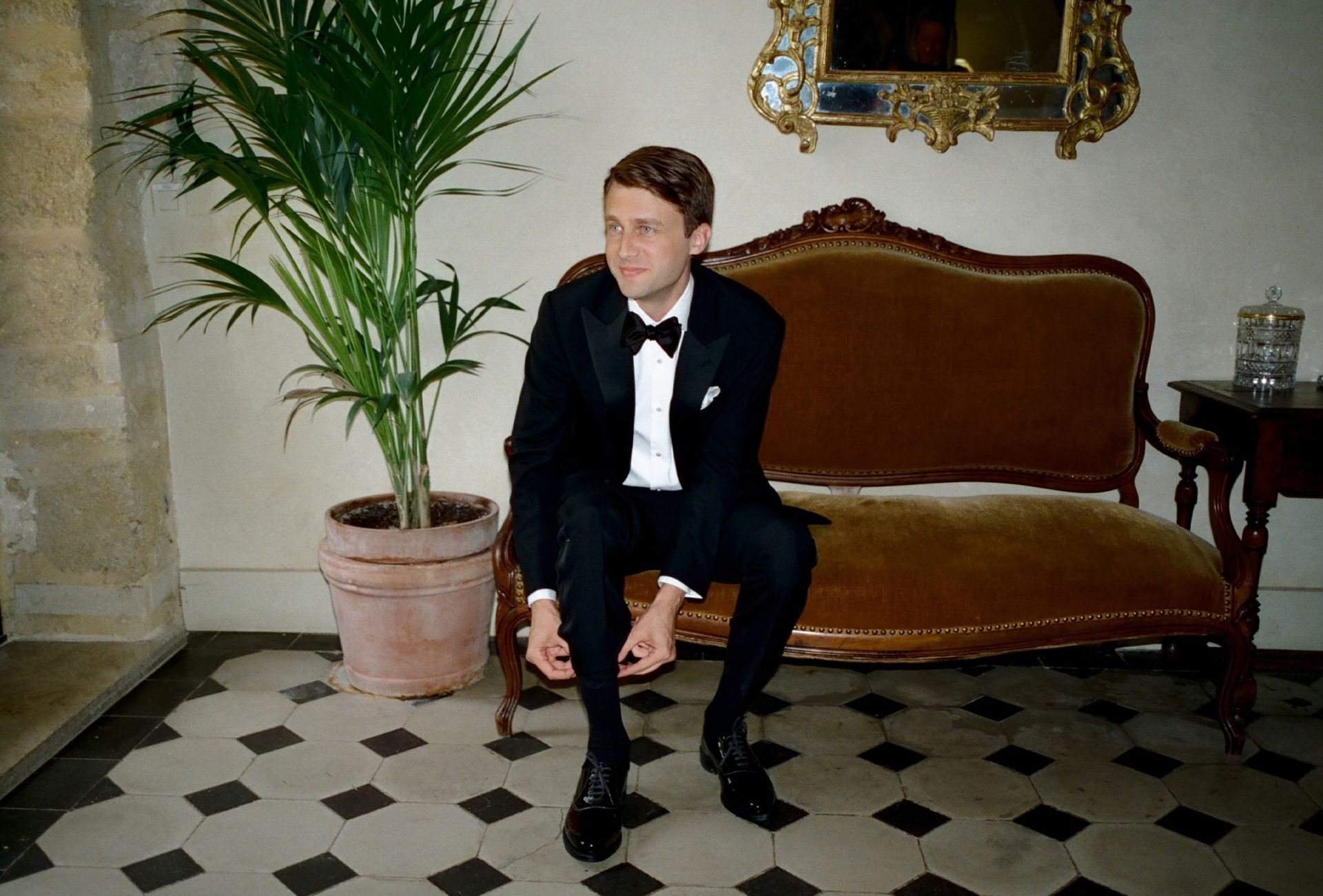 Max wearing his wedding suit.