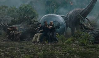 Jurassic World: Fallen Kingdom dinosaurs running towards the camera