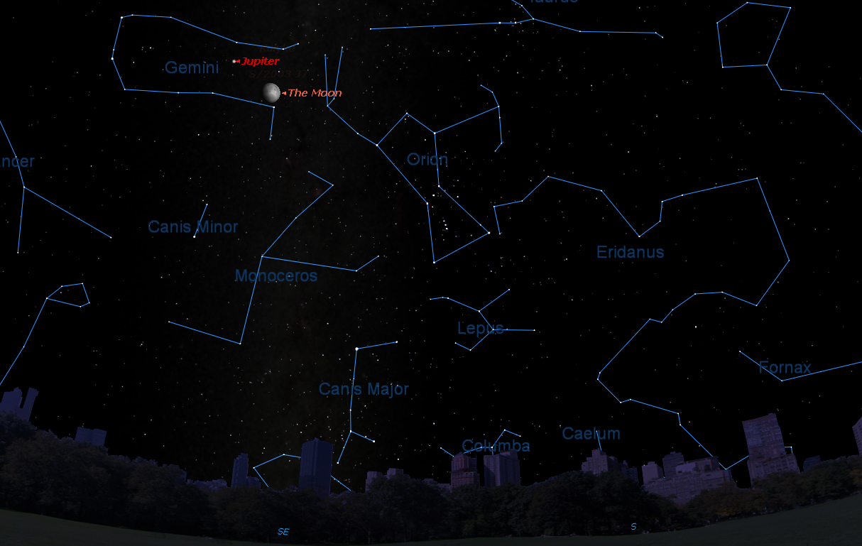 Jupiter Near Gibbous Moon, Feb. 10, 2014