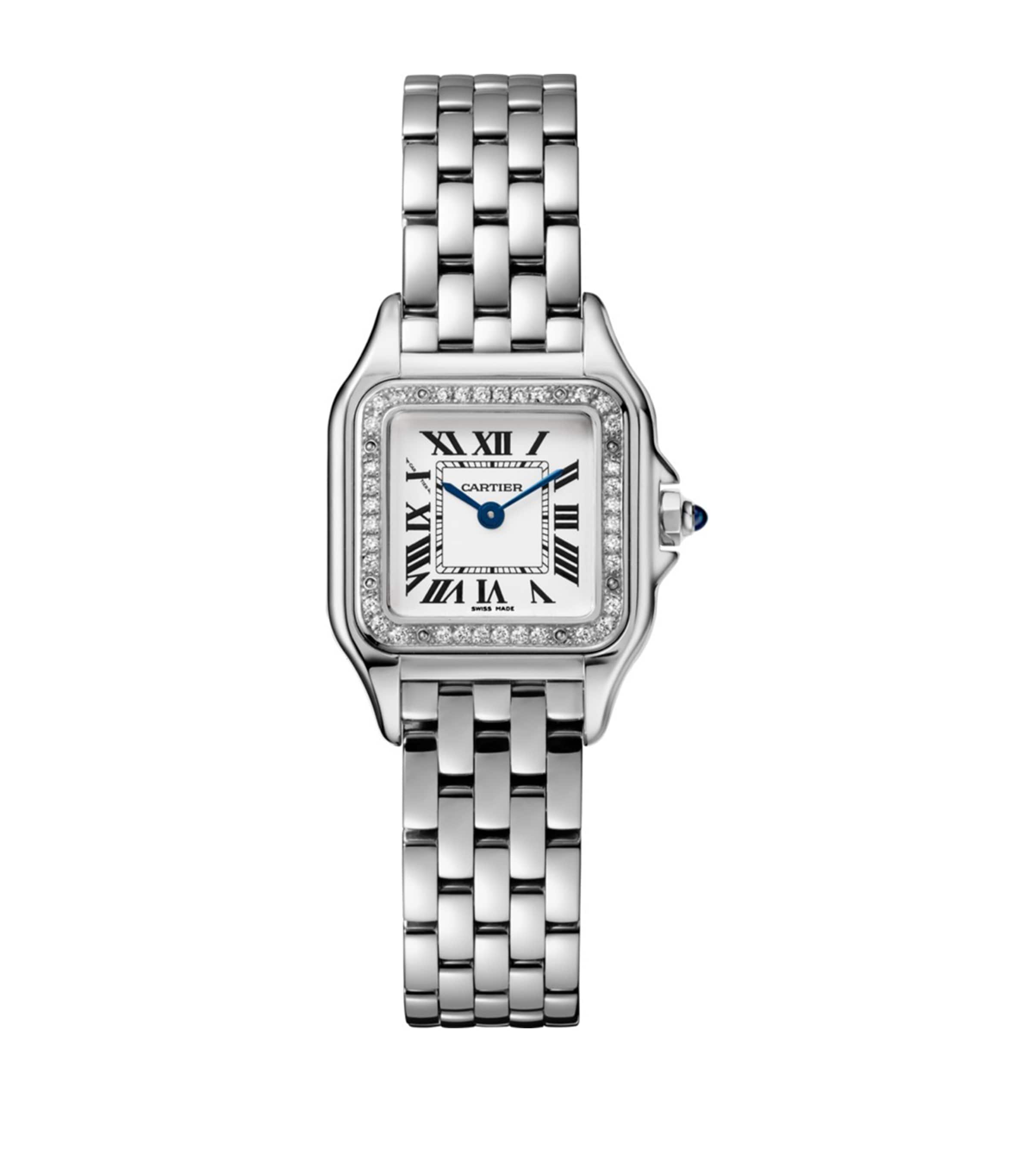 Small Stainless Steel and Diamond Panthère De Cartier Watch 30mm