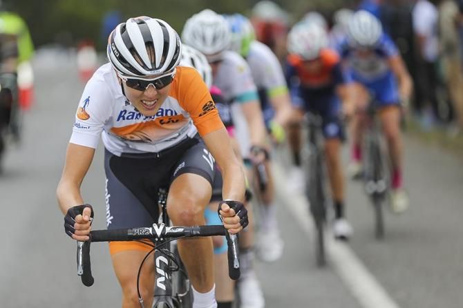 Shara Gillow was also active in the main group during the final couple of laps