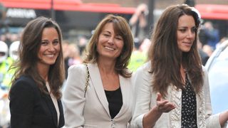 Pippa, Carole and Kate Middleton arrive outside the Goring Hotel the night before the royal wedding in 2011