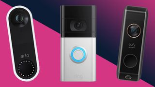 Arlo Video Doorbell, Ring Video Doorbell 4 and Eufy Video Doorbell Dual featured together side by side
