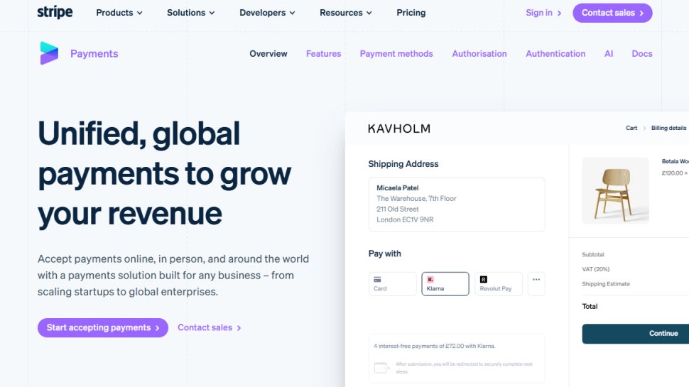 Website screenshot of Stripe (September, 2025)