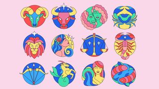 star signs that are the luckiest in love - illustrations of all the zodiac signs