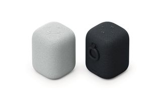 Two Sony LinkBuds Speakers on a white background