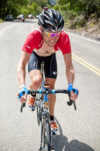 Dave Zabriskie (Garmin-Slipstream) attacks at the base of the climb.