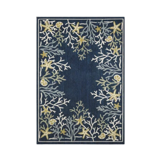 Wayfair navy blue coral rug