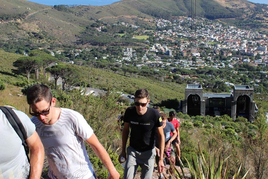The riders make their way up the mountain