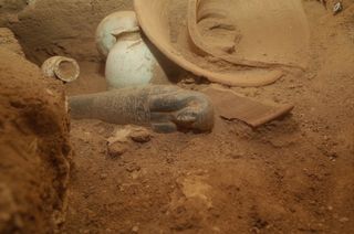 Inside the 3,400-year-old tomb on Sai Island, archaeologists found this stone shabti, meant to do the work of the deceased in the afterlife.
