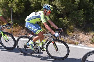 Alberto Contador stays safe in the peloton during stage 18 at the Vuelta.