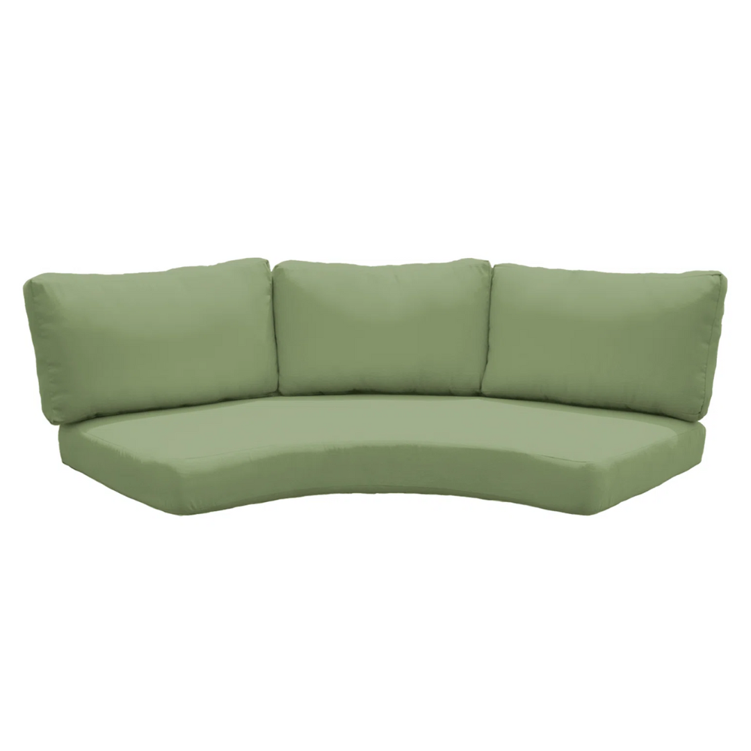 Curved green replacement outdoor sofa cushions