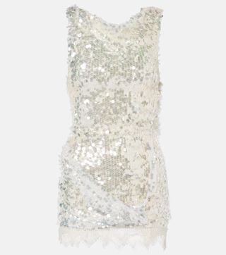 Opaline Sequined Lace-Trimmed Minidress