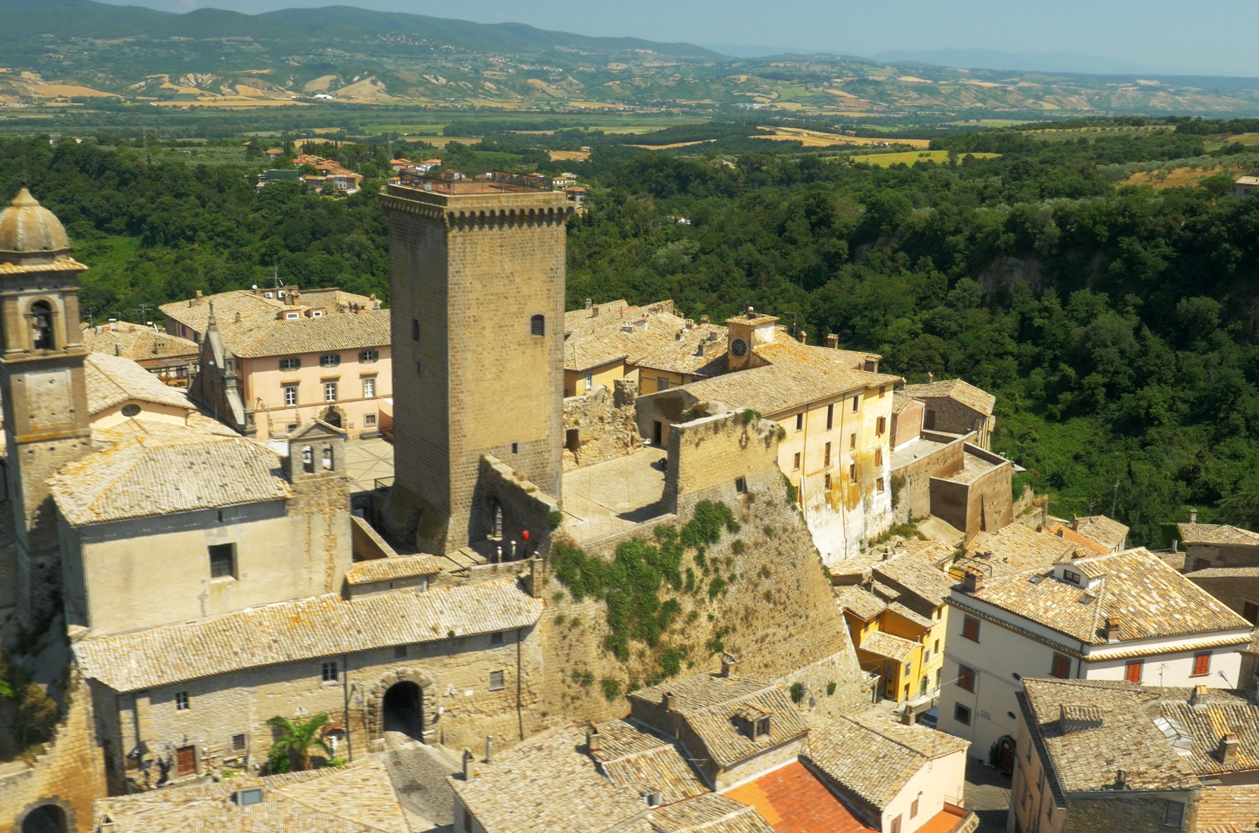 Castle surrounded by old stone buildings