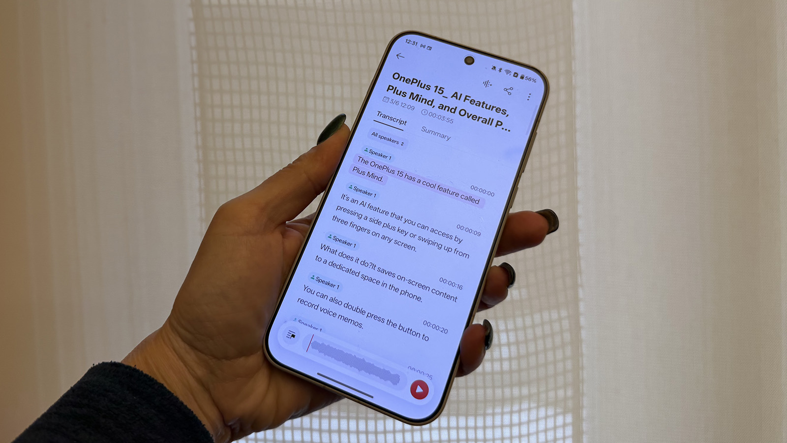 OnePlus 15 AI Recorder app